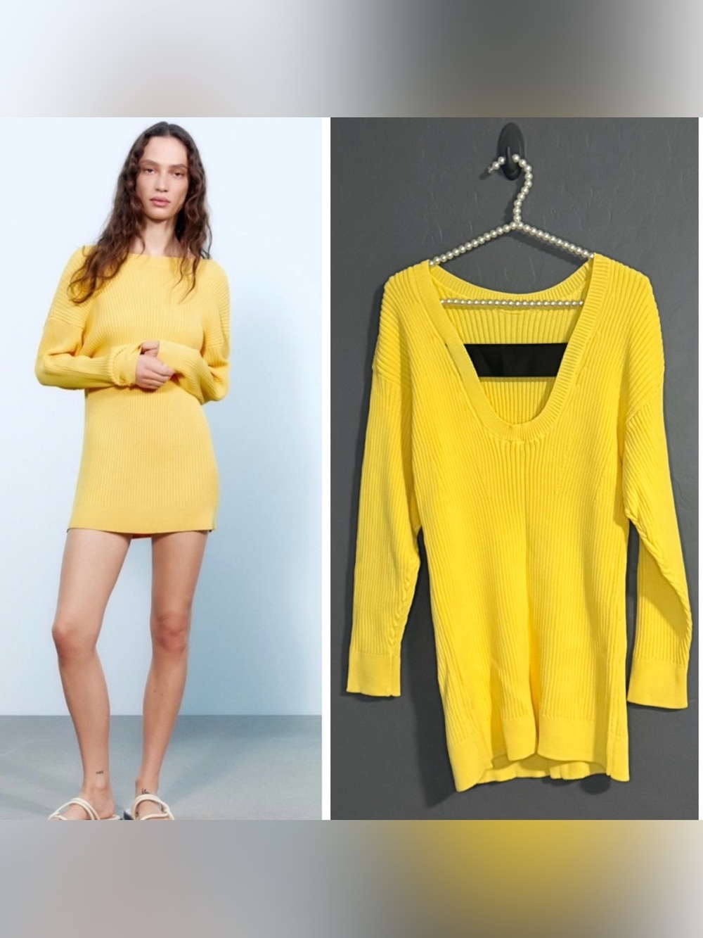 Zara Yellow Women’s Backless Sweater Dress